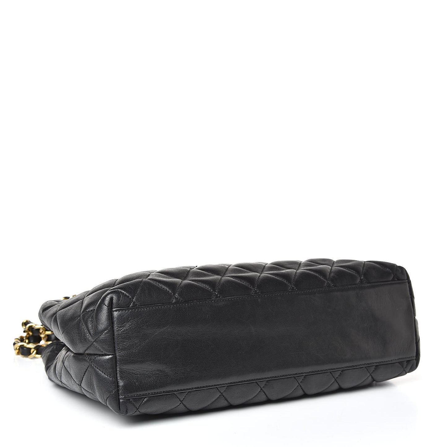 Lambskin Quilted Shopping Tote Black
