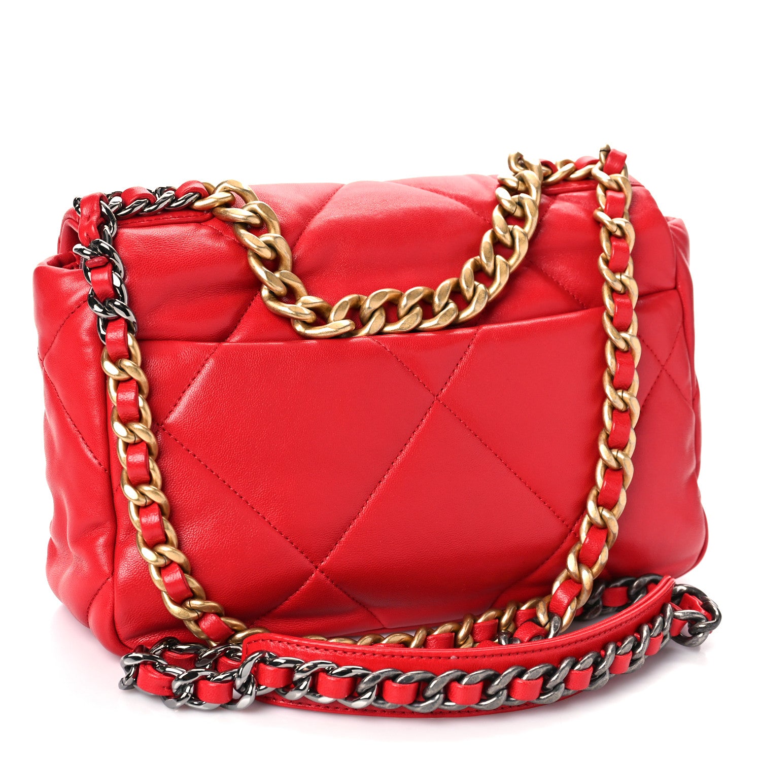 Chanel Goatskin Quilted Medium Chanel 19 Flap Red 2 of 10