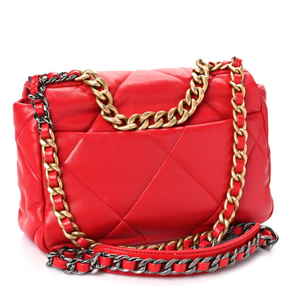Chanel Goatskin Quilted Medium Chanel 19 Flap Red 2 of 10