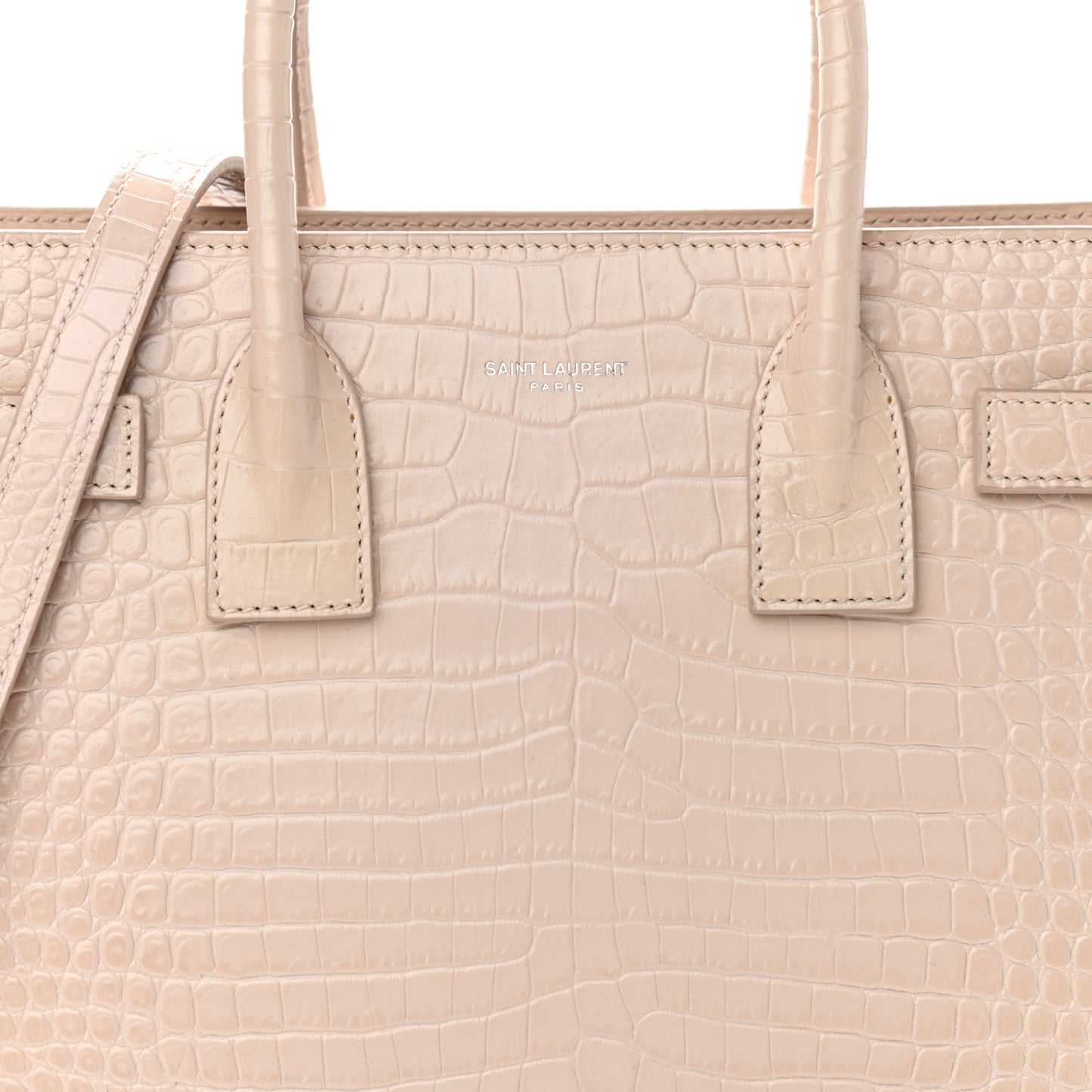 Calfskin Crocodile Embossed Baby Sac De Jour Rose Antic