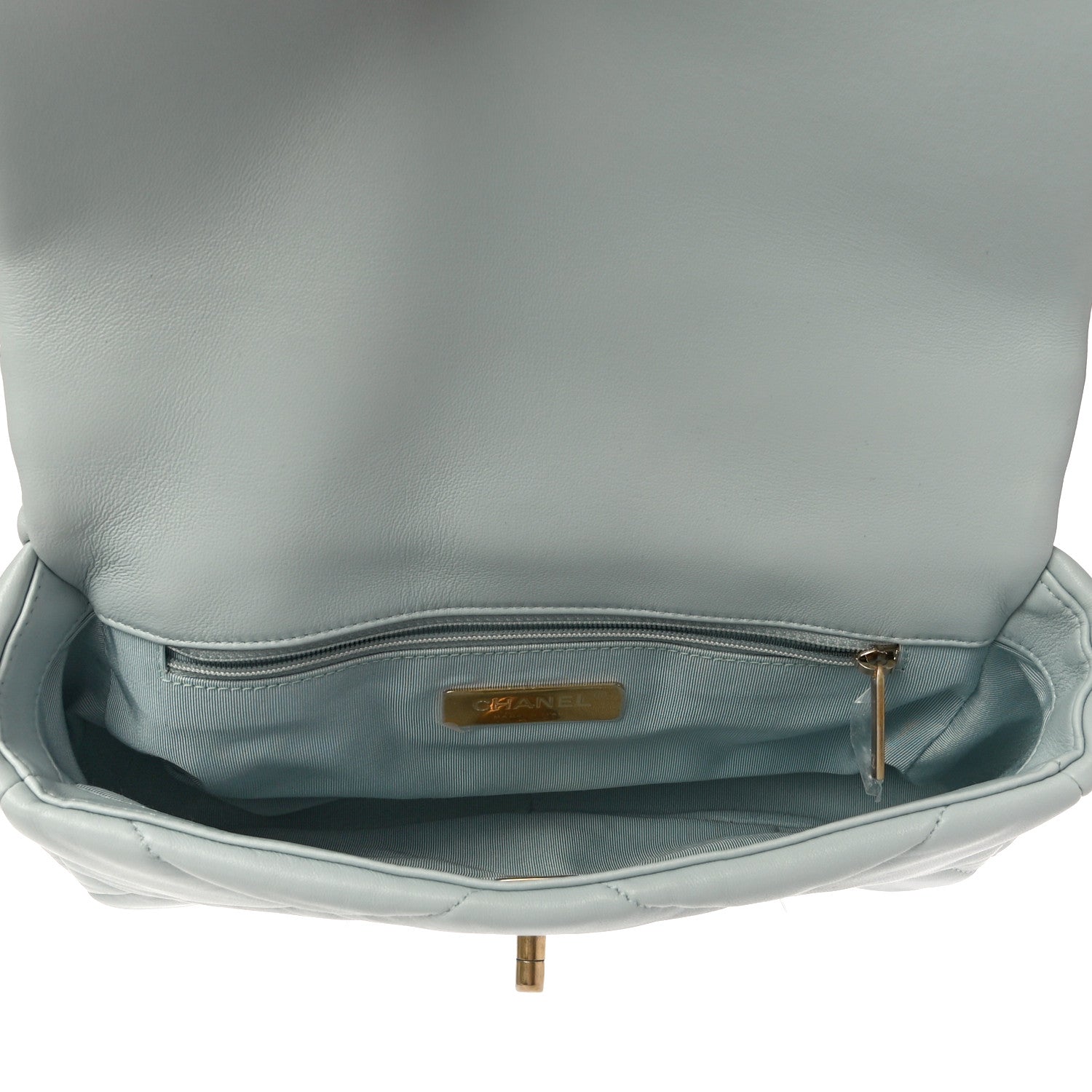 Chanel Lambskin Quilted Medium Chanel 19 Flap Light Blue 5 of 11