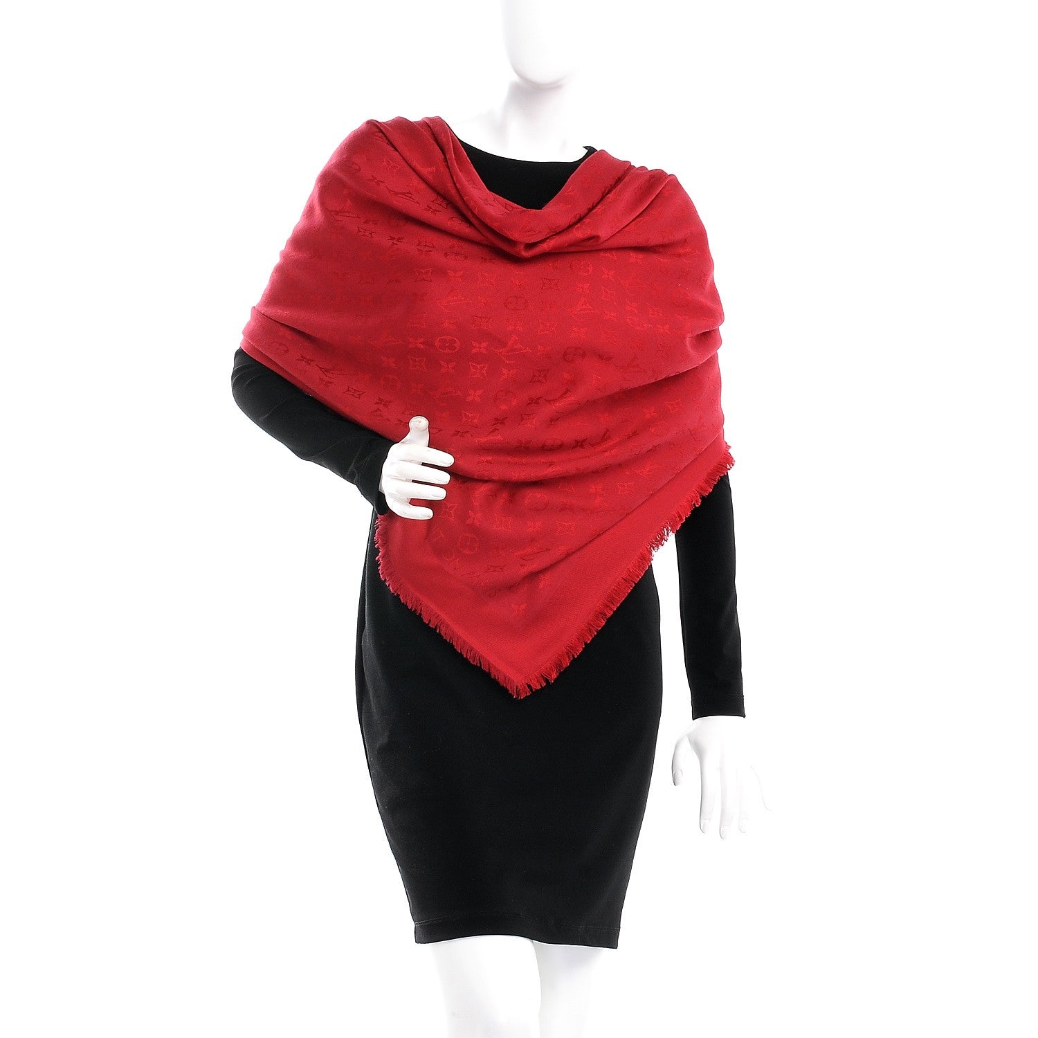 Louis Vuitton Silk Wool Monogram Shawl Pomme D'Amour 2 of 4