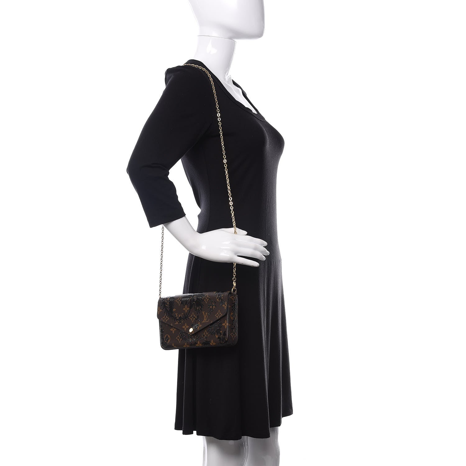 Louis Vuitton Monogram Blossom Pochette Felicie Chain Wallet Black 2 of 10