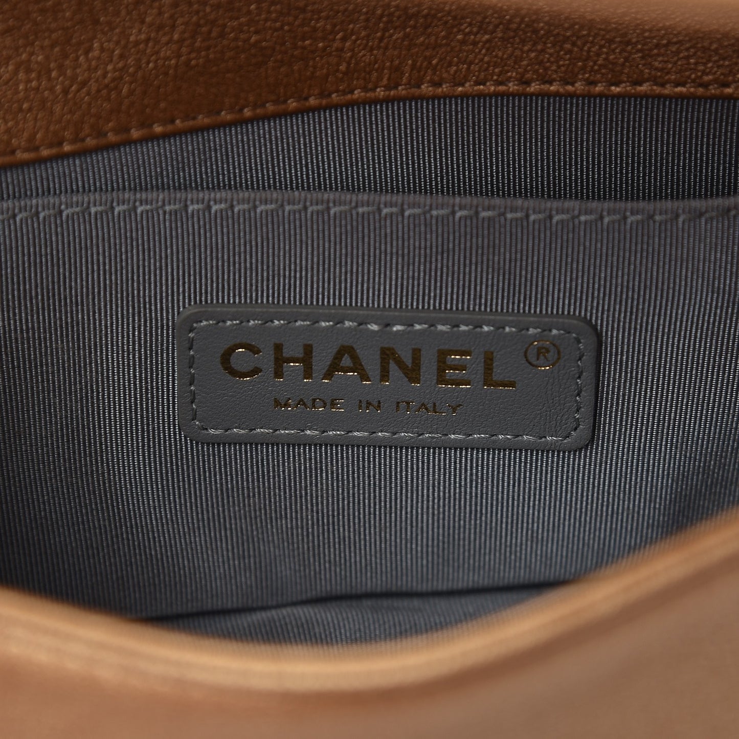 Metallic Lambskin Small Golden CC Boy Flap Dark Gold