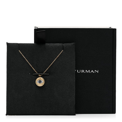 David Yurman 18K Yellow Gold Blue Sapphire Diamond Evil Eye Necklace 5 of 5