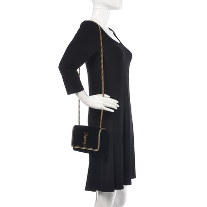 Saint Laurent Velvet Embroidered Small Monogram Kate Satchel Black 2 of 12