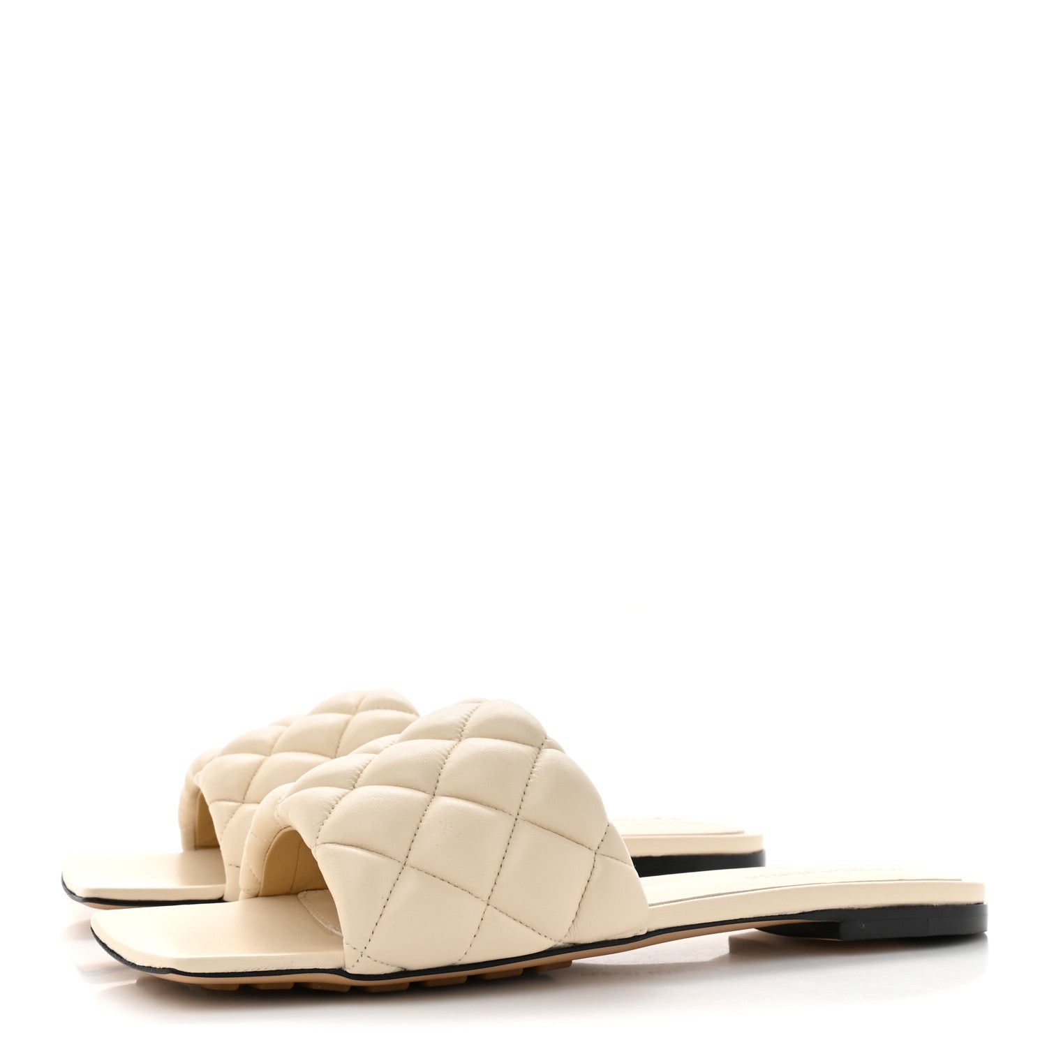 Bottega Veneta Nappa Matelasse Padded Flat Sandals 38 Sea Salt 3 of 12