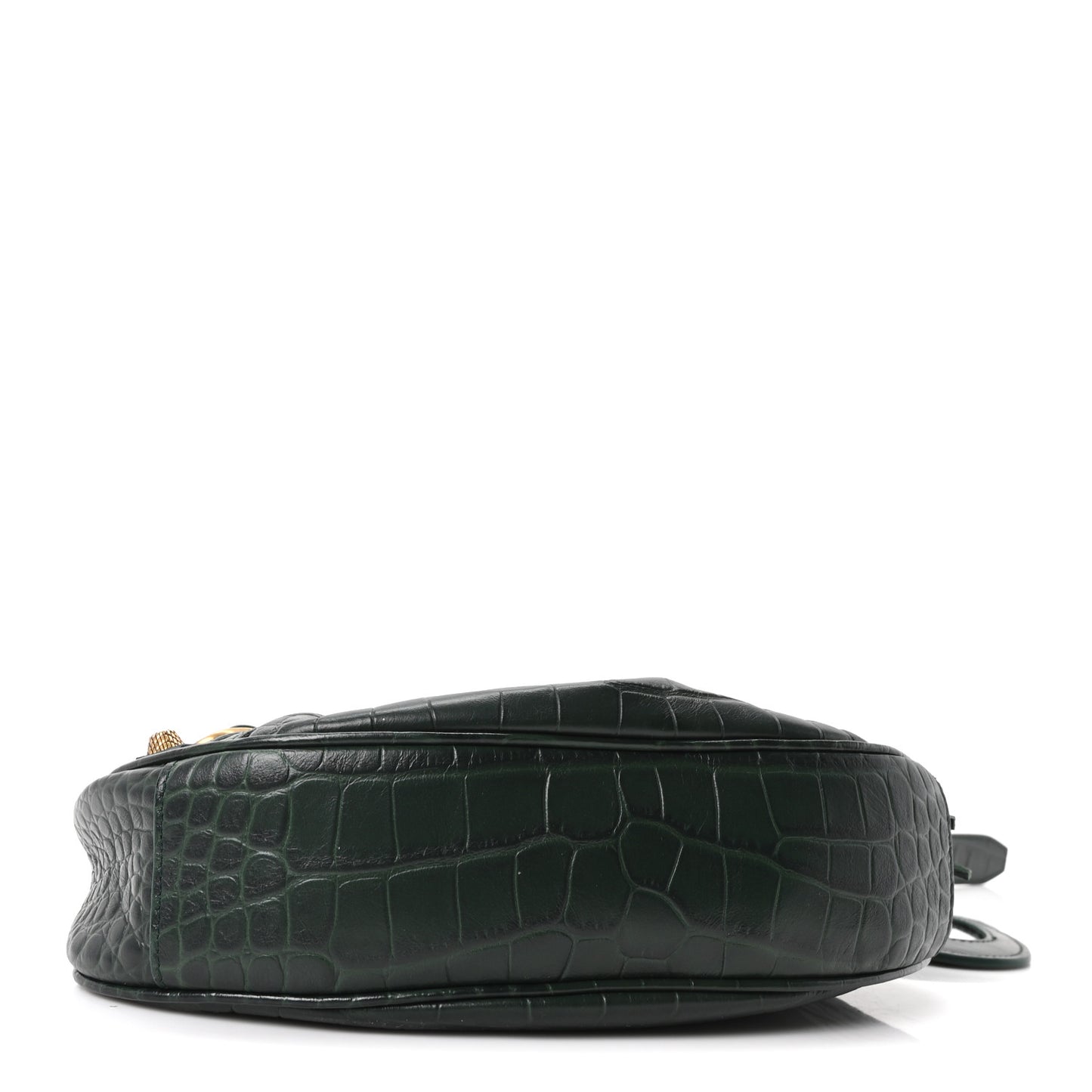 Extra Supple Calfskin Crocodile Embossed Le Cagole Shoulder Bag XS Forest Green