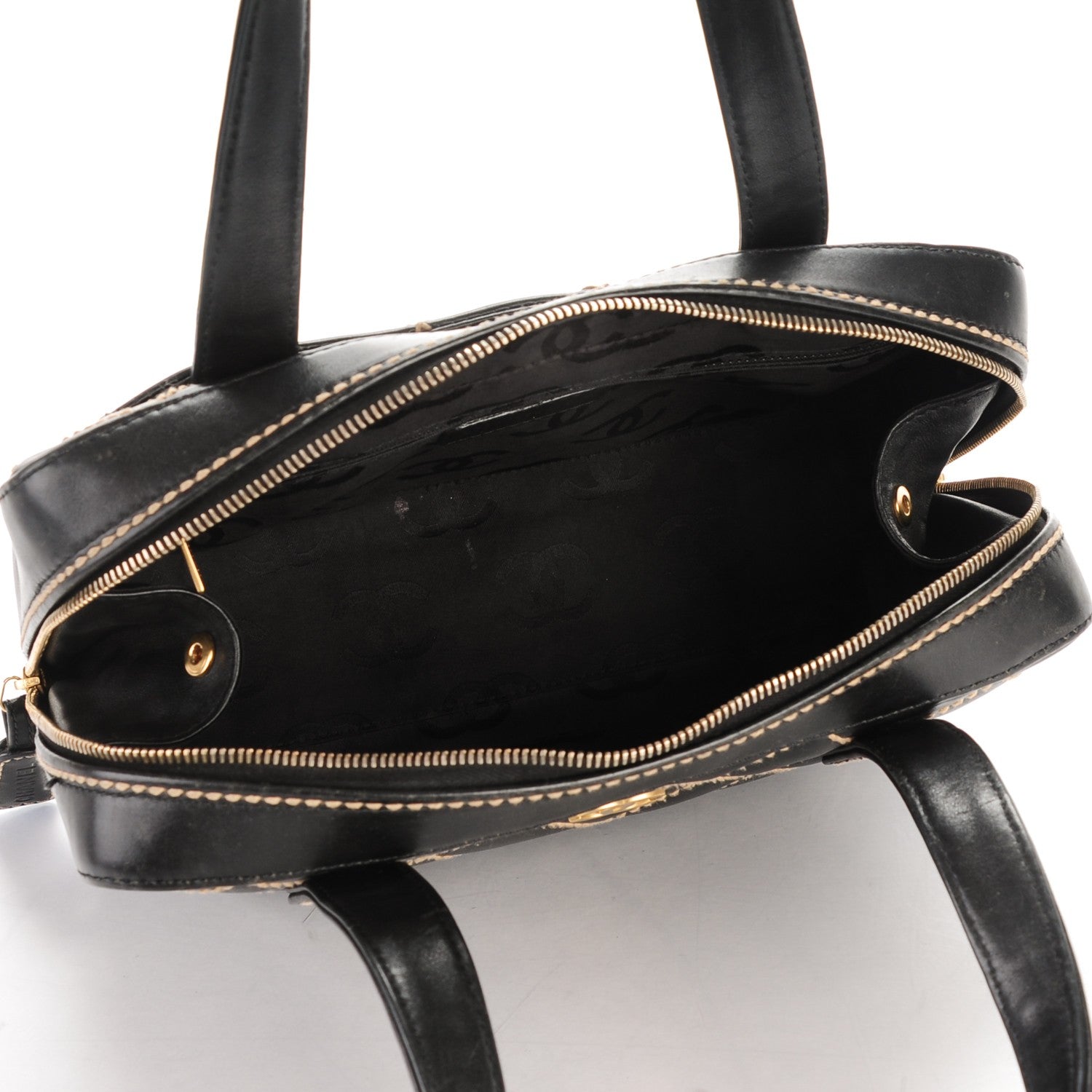 Chanel Calfskin Contrast Stitch Surpique Bowler Black 5 of 8