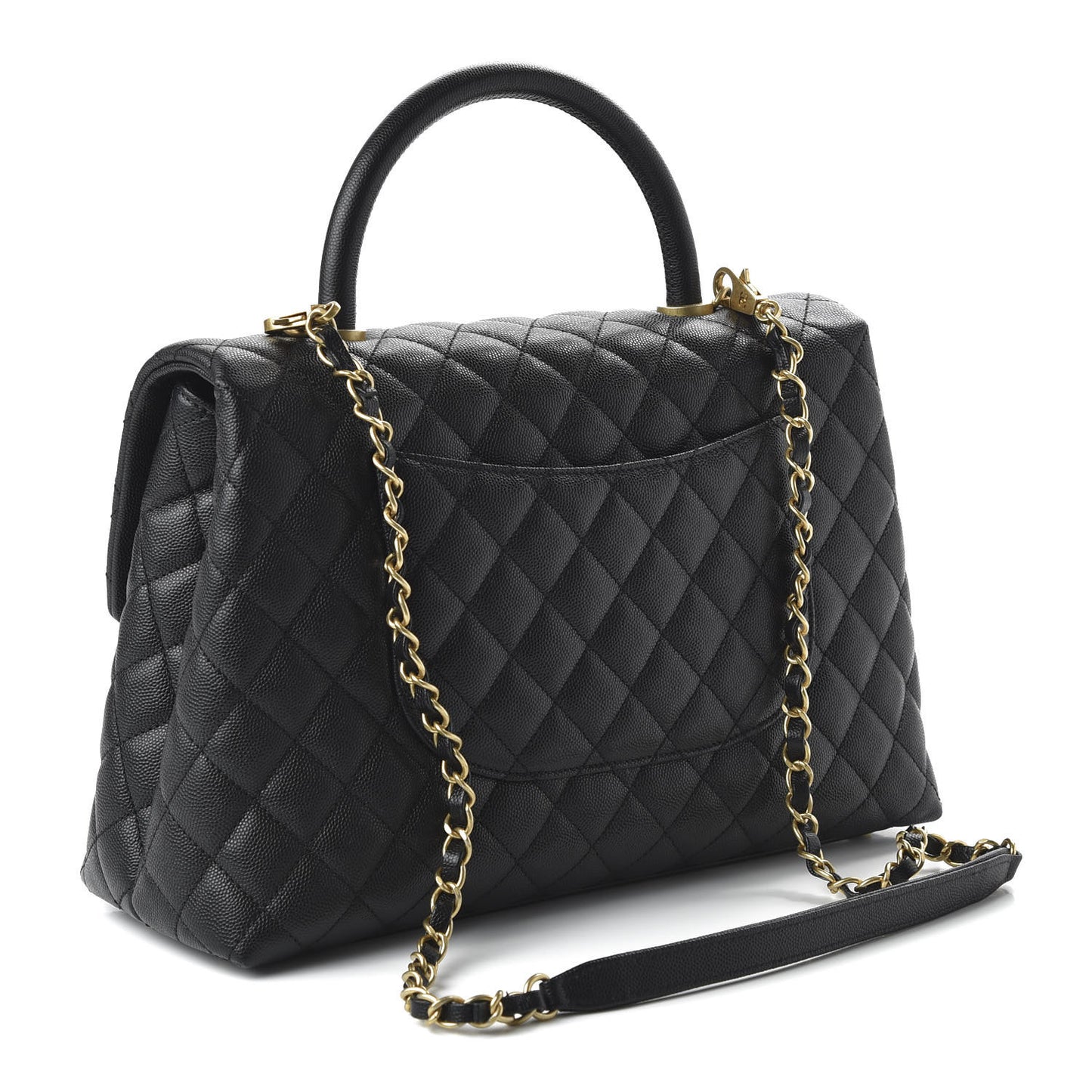 Caviar Quilted Medium Coco Handle Flap Black