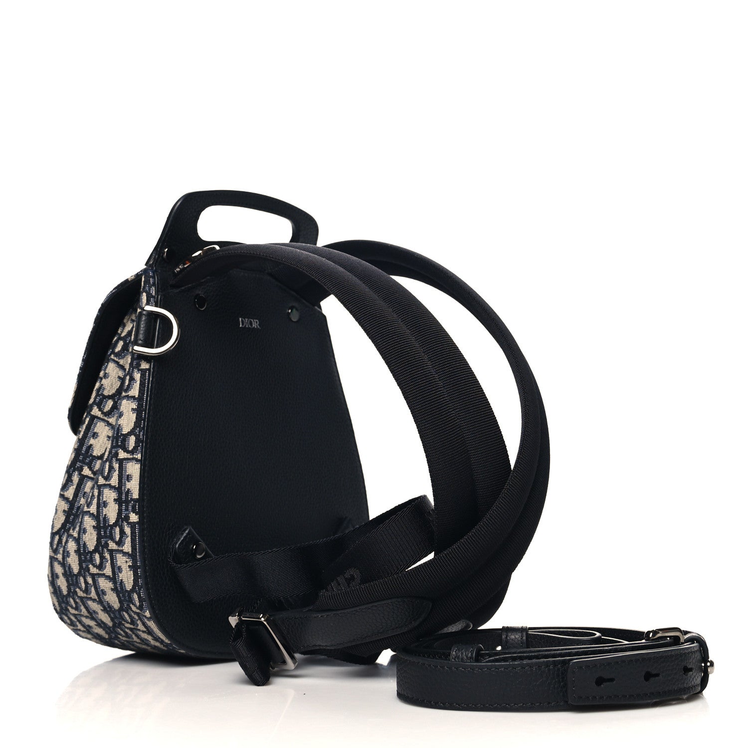 Christian Dior Grained Calfskin Oblique Mini Gallop Sling Bag Blue Black 3 of 10