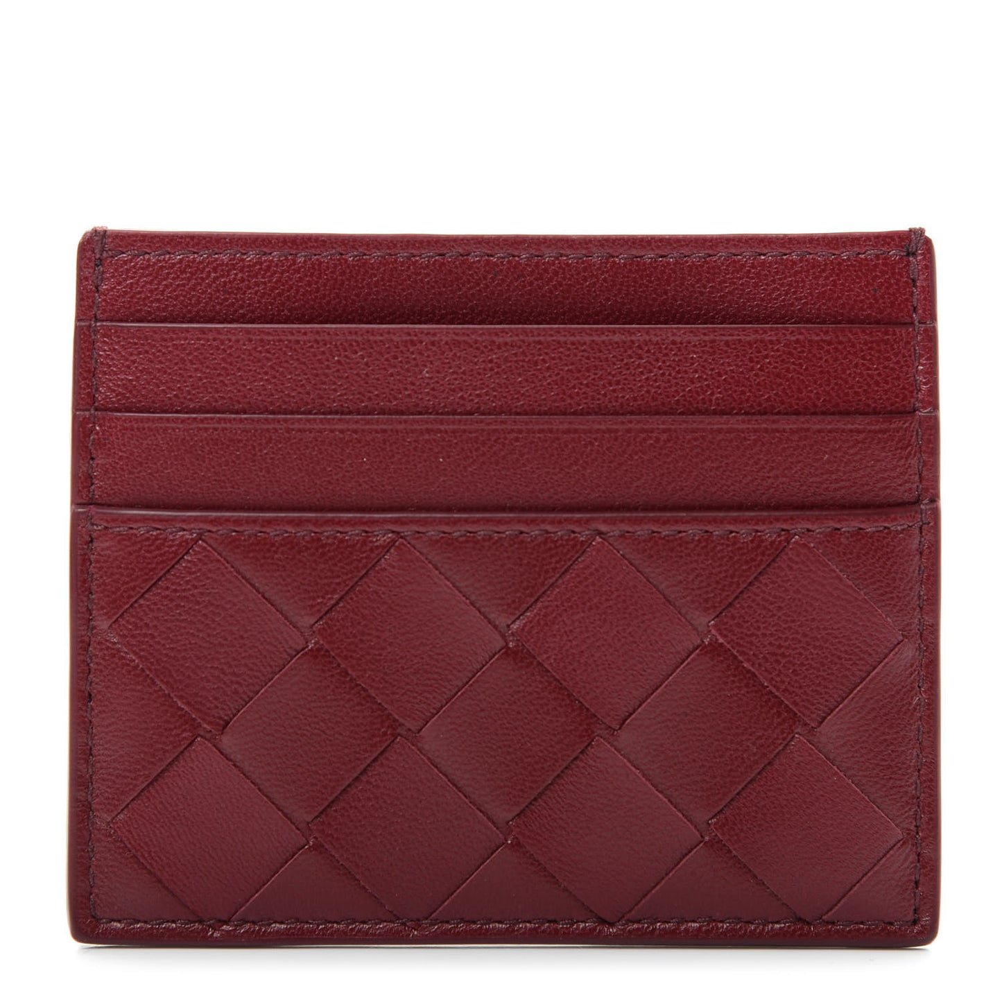 Nappa Intrecciato Card Holder Bordeaux