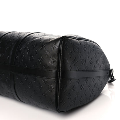 Louis Vuitton Calfskin Shadow Monogram Keepall Bandouliere 50 Black 8 of 8