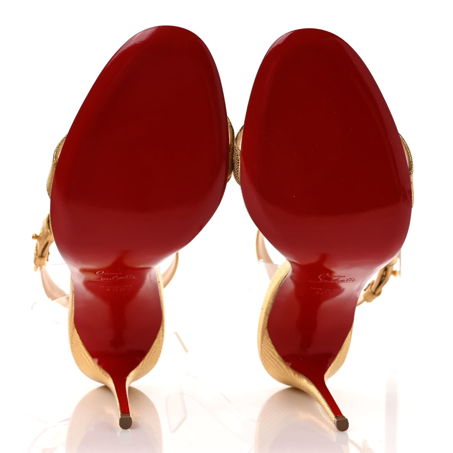 Christian Louboutin Nappa PVC Jonatina 100 Sandals 40.5 Gold 6 of 7