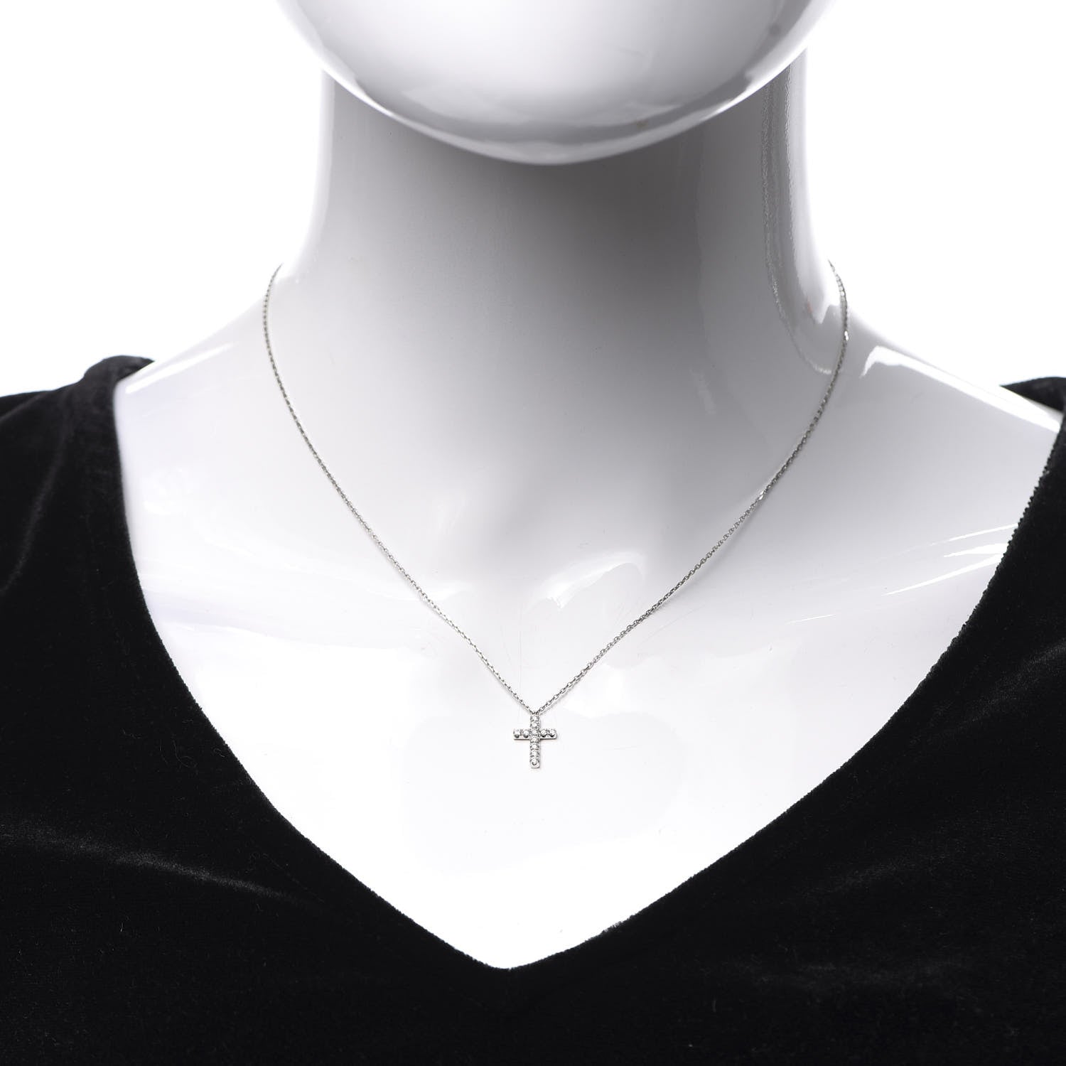 Cartier 18K White Gold Diamond Symbols Cross Pendant Necklace 2 of 5