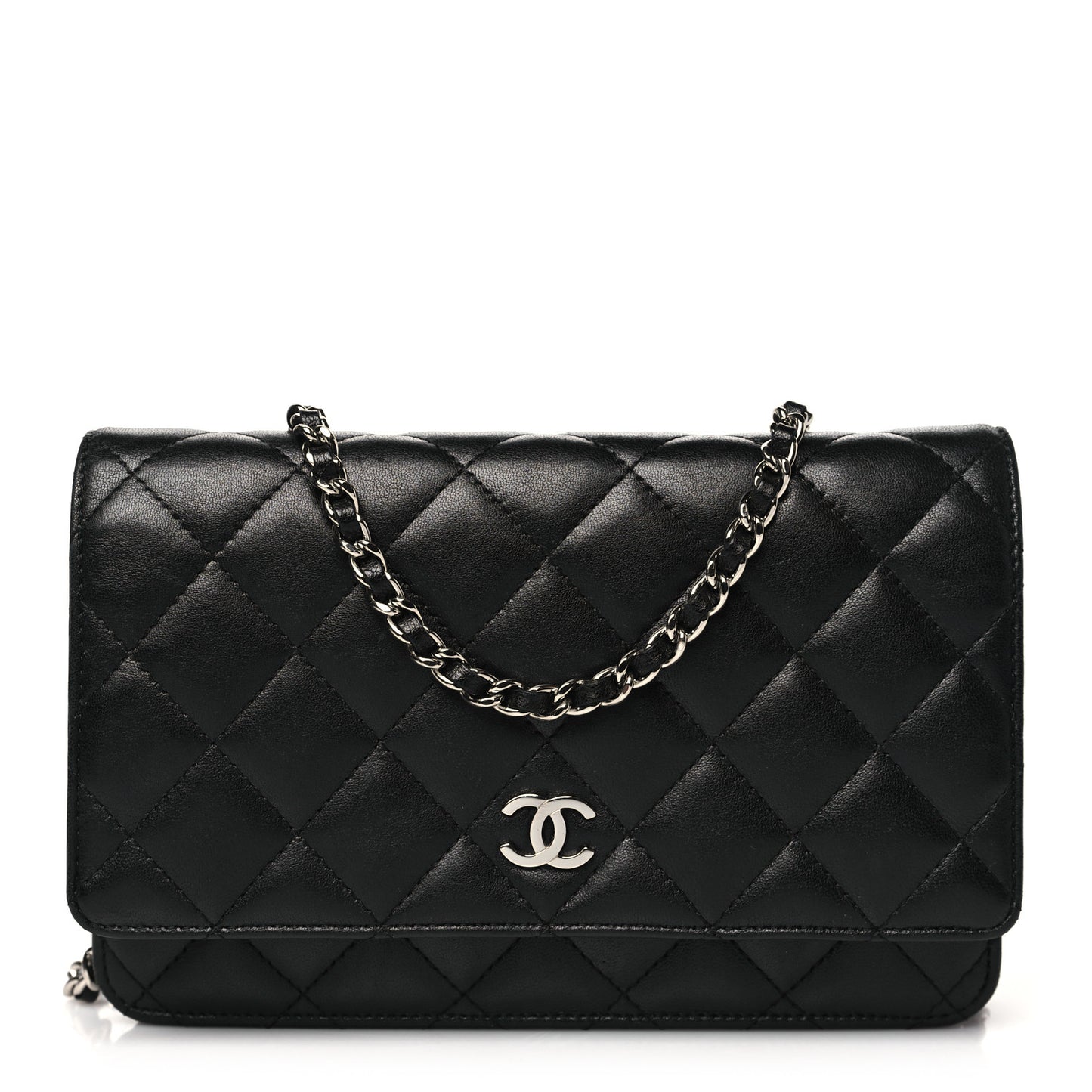 Lambskin Quilted Wallet On Chain WOC Black