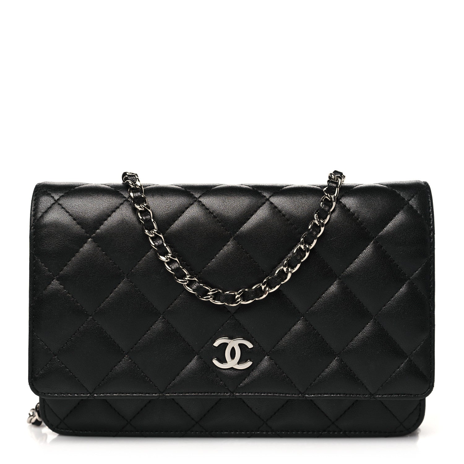 Chanel Lambskin Quilted Wallet On Chain WOC Black 1 of 12