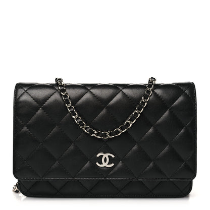 Chanel Lambskin Quilted Wallet On Chain WOC Black 1 of 12