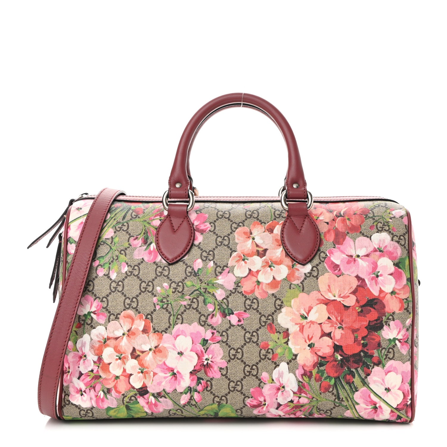 Gucci GG Supreme Monogram Blooms Medium Boston Beige Multicolor Dry Rose 1 of 11