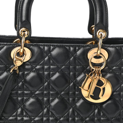 Christian Dior Lambskin Cannage Medium Lady Dior Black 7 of 9
