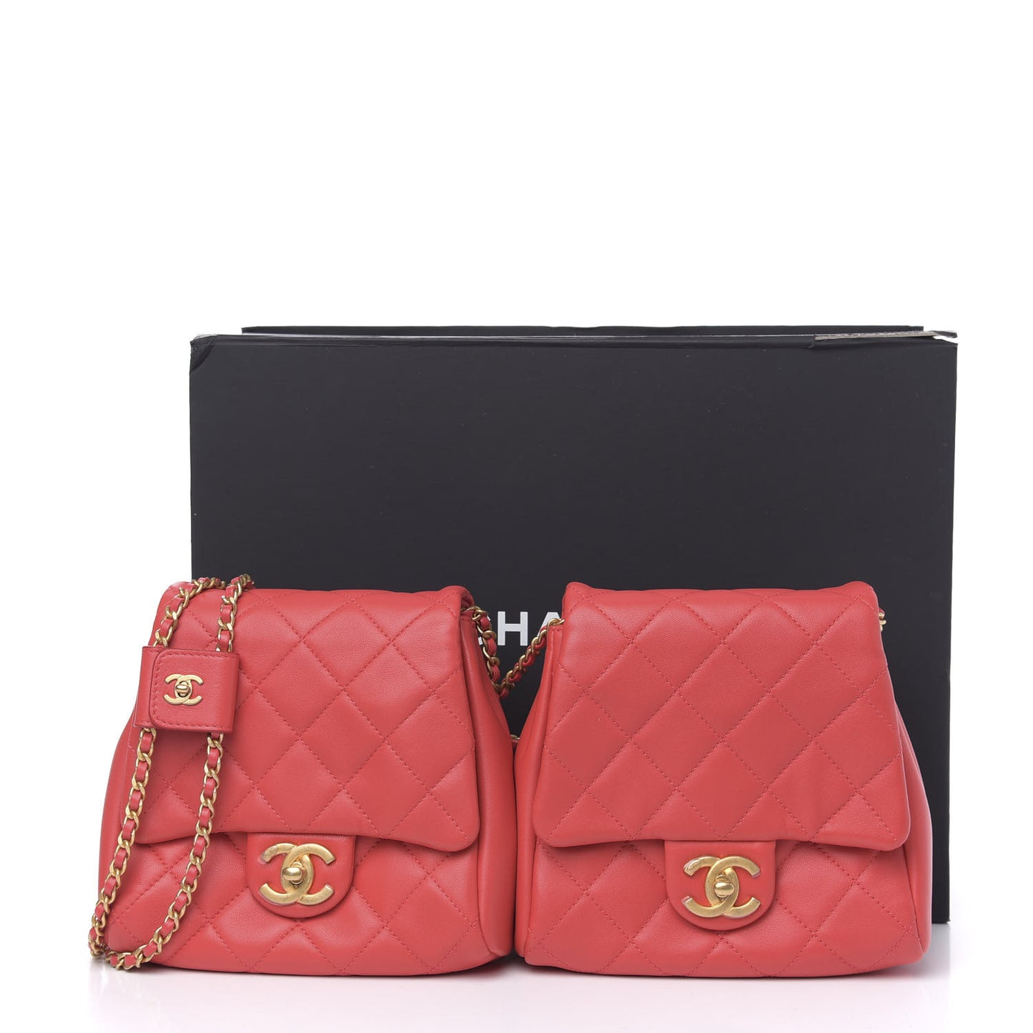 Lambskin Quilted Side-Packs Red