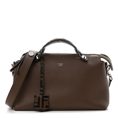 Fendi Vitello Dolce Bi-Color FF 1974 Embossed Medium By The Way Boston Bag Maya Black 1 of 13