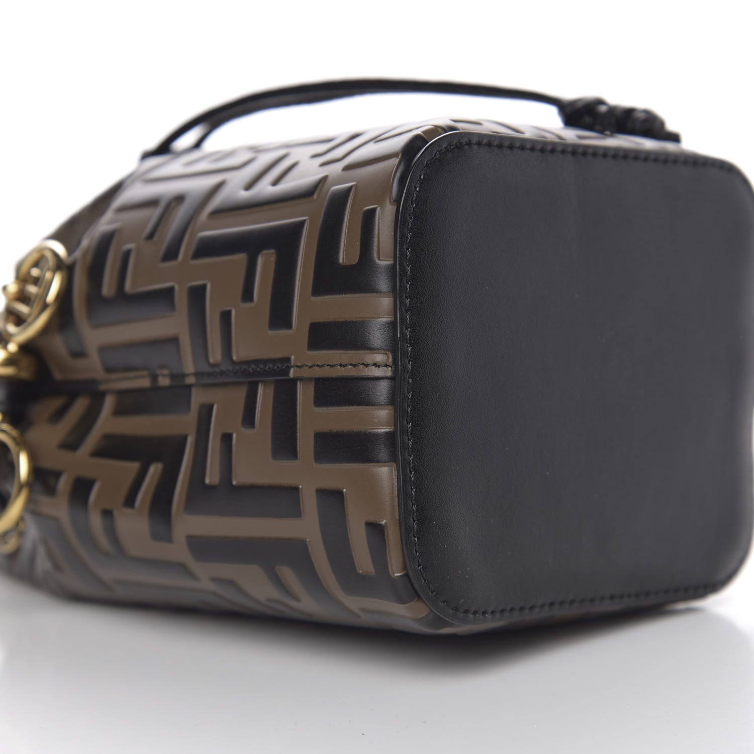 Fendi Vitello Liberty F is Fendi Bi-Color FF 1974 Embossed Mini Mon Tresor Bucket Bag Maya Black 7 of 9