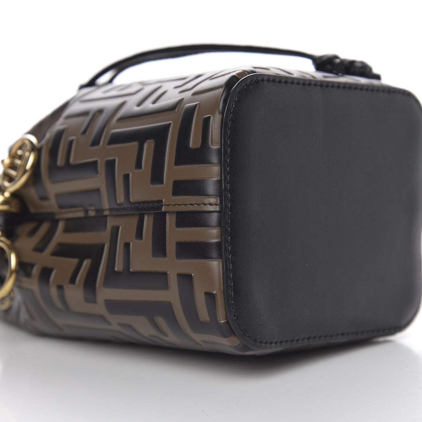 Vitello Liberty F is Fendi Bi-Color FF 1974 Embossed Mini Mon Tresor Bucket Bag Maya Black