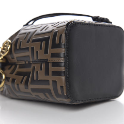 Fendi Vitello Liberty F is Fendi Bi-Color FF 1974 Embossed Mini Mon Tresor Bucket Bag Maya Black 7 of 9
