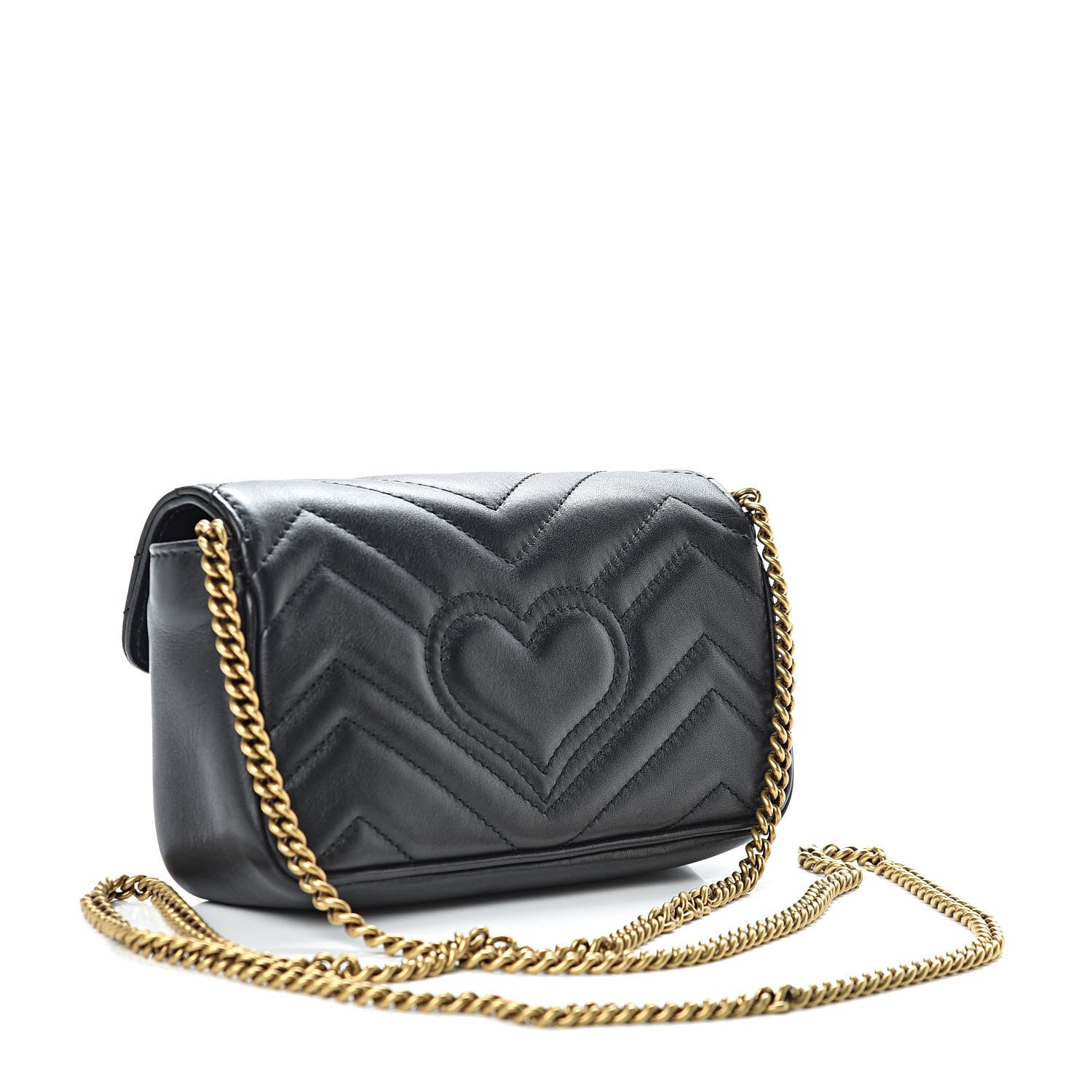 Gucci Calfskin Matelasse Super Mini GG Marmont Shoulder Bag Black 3 of 13