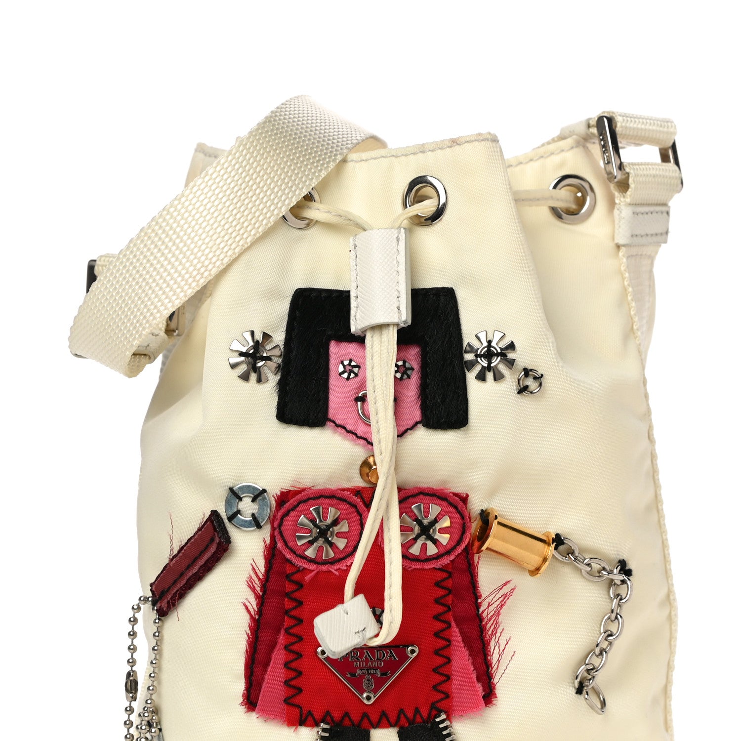 Prada Tessuto Nylon Saffiano Robot Bucket Bianco 9 of 11