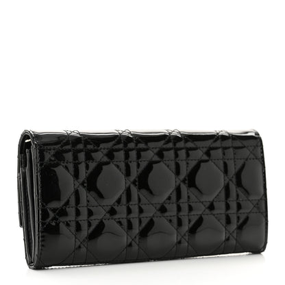 Christian Dior Patent Lambskin Cannage Lady Dior Rendezvous Wallet On Chain Black 3 of 8