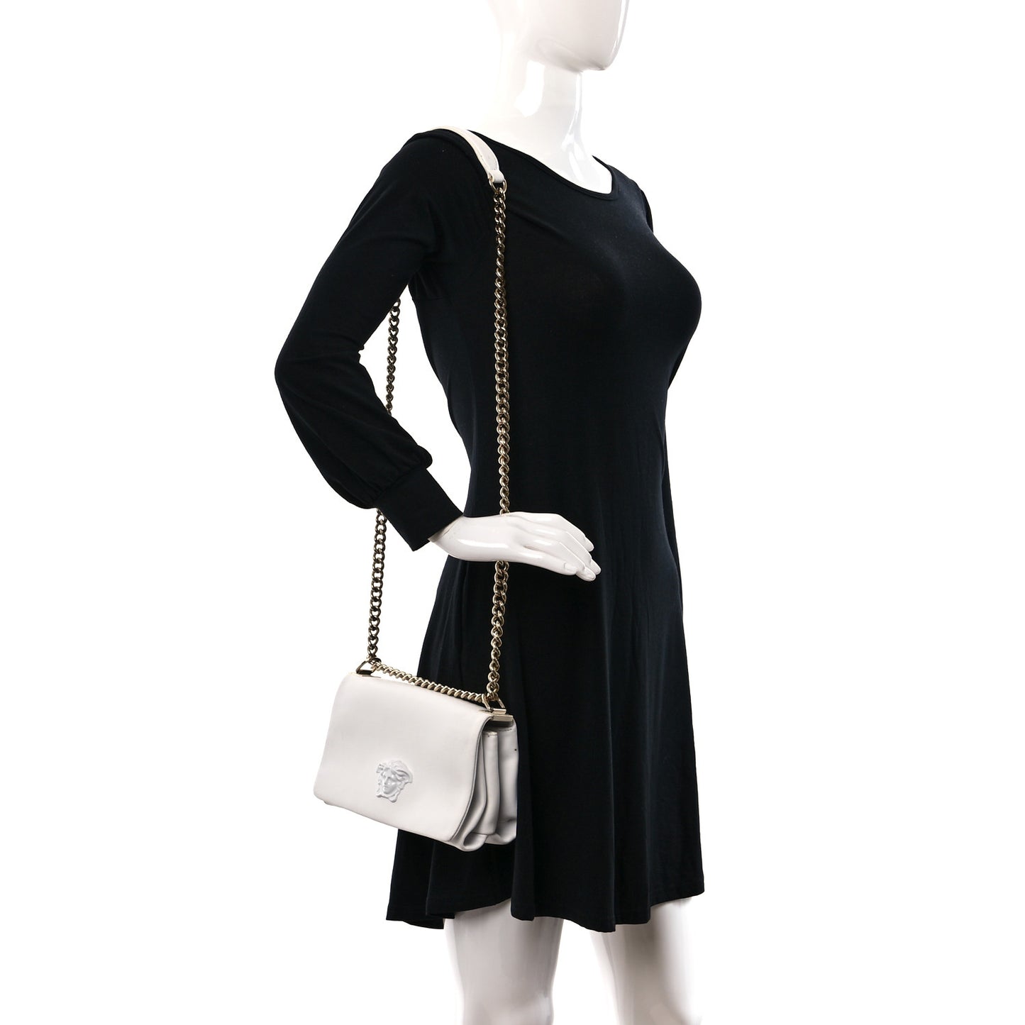 Palazzo Medusa Flap Bag White