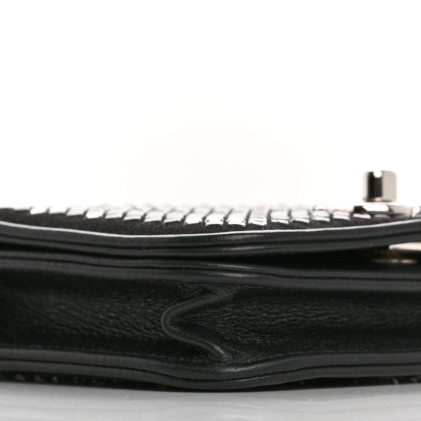 Lambskin Crystal Quilted Mini Chain Belt Bag Black
