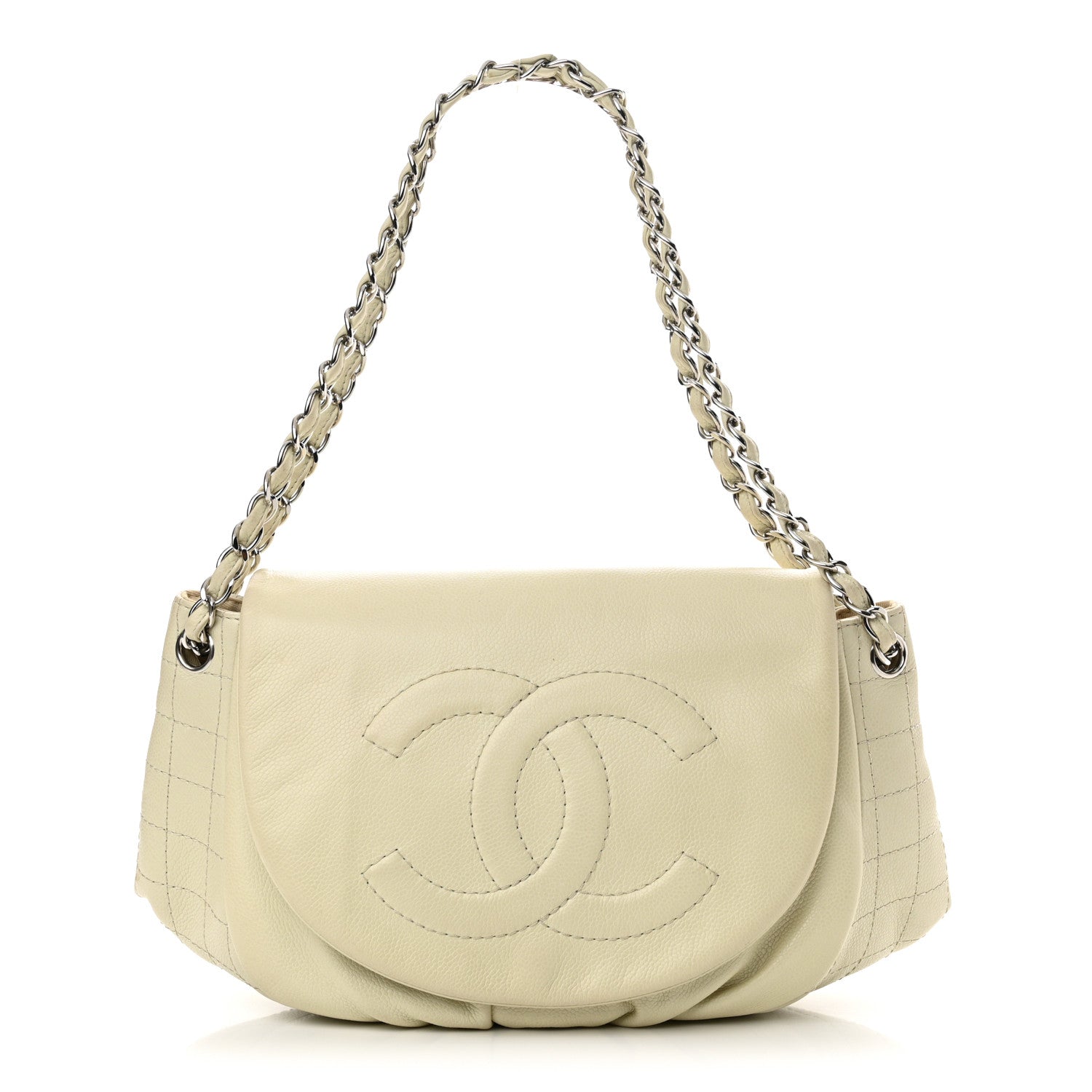 Chanel Caviar Half Moon Wallet On Chain WOC White 1 of 13