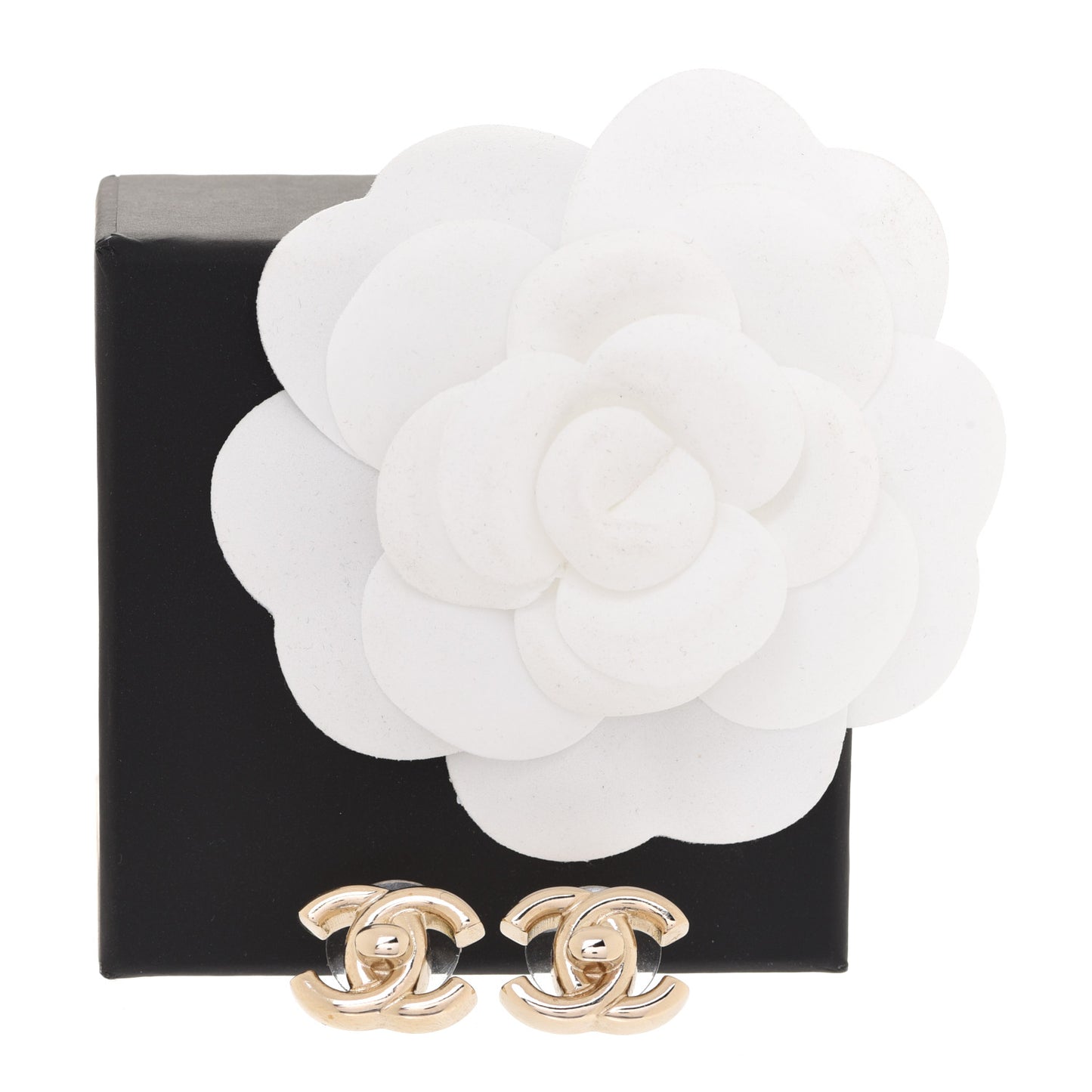 Metal CC Turnlock Earrings Gold