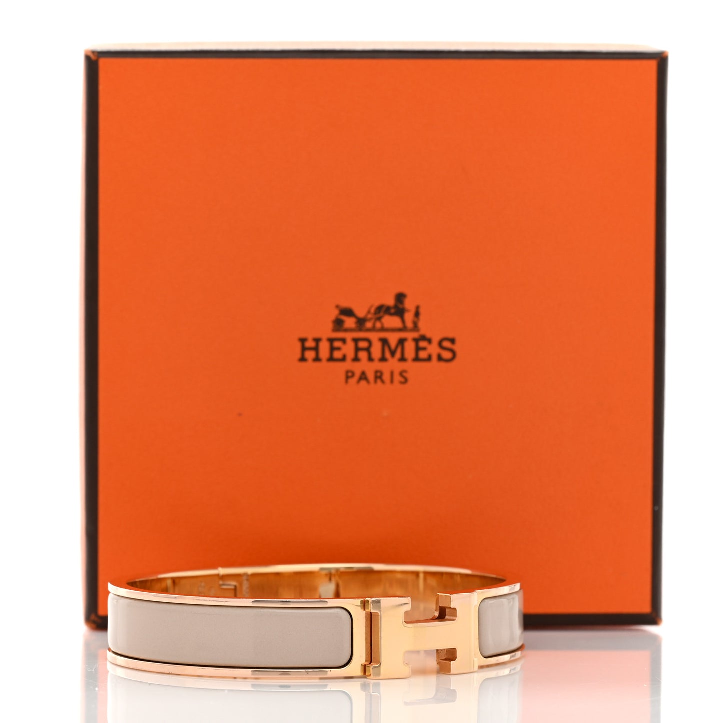 Enamel Narrow Clic Clac H Bracelet PM Marron Glace