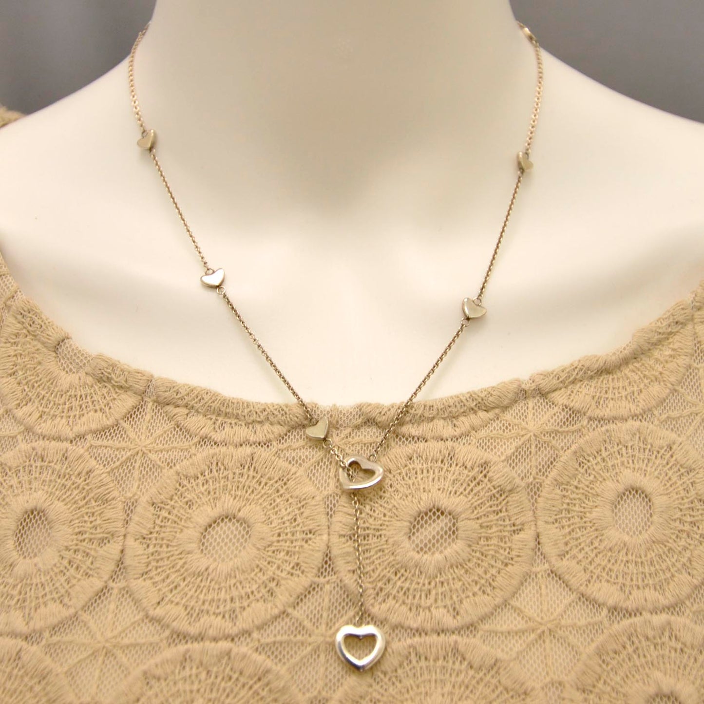 Sterling Silver Heart Lariat Necklace