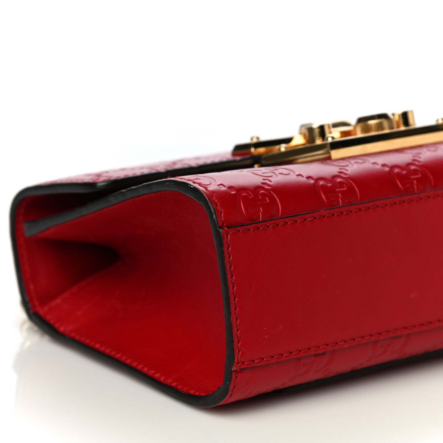 Gucci Guccissima Small Padlock Shoulder Bag Hibiscus Red 5 of 19