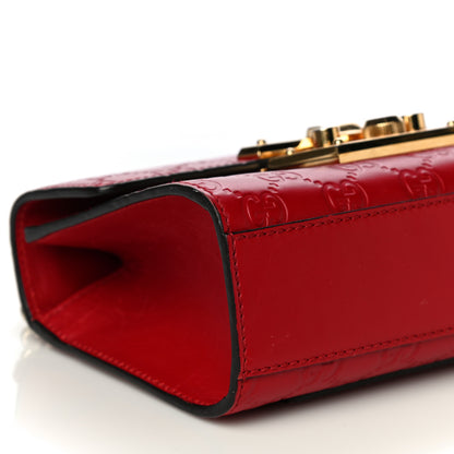 Gucci Guccissima Small Padlock Shoulder Bag Hibiscus Red 5 of 19