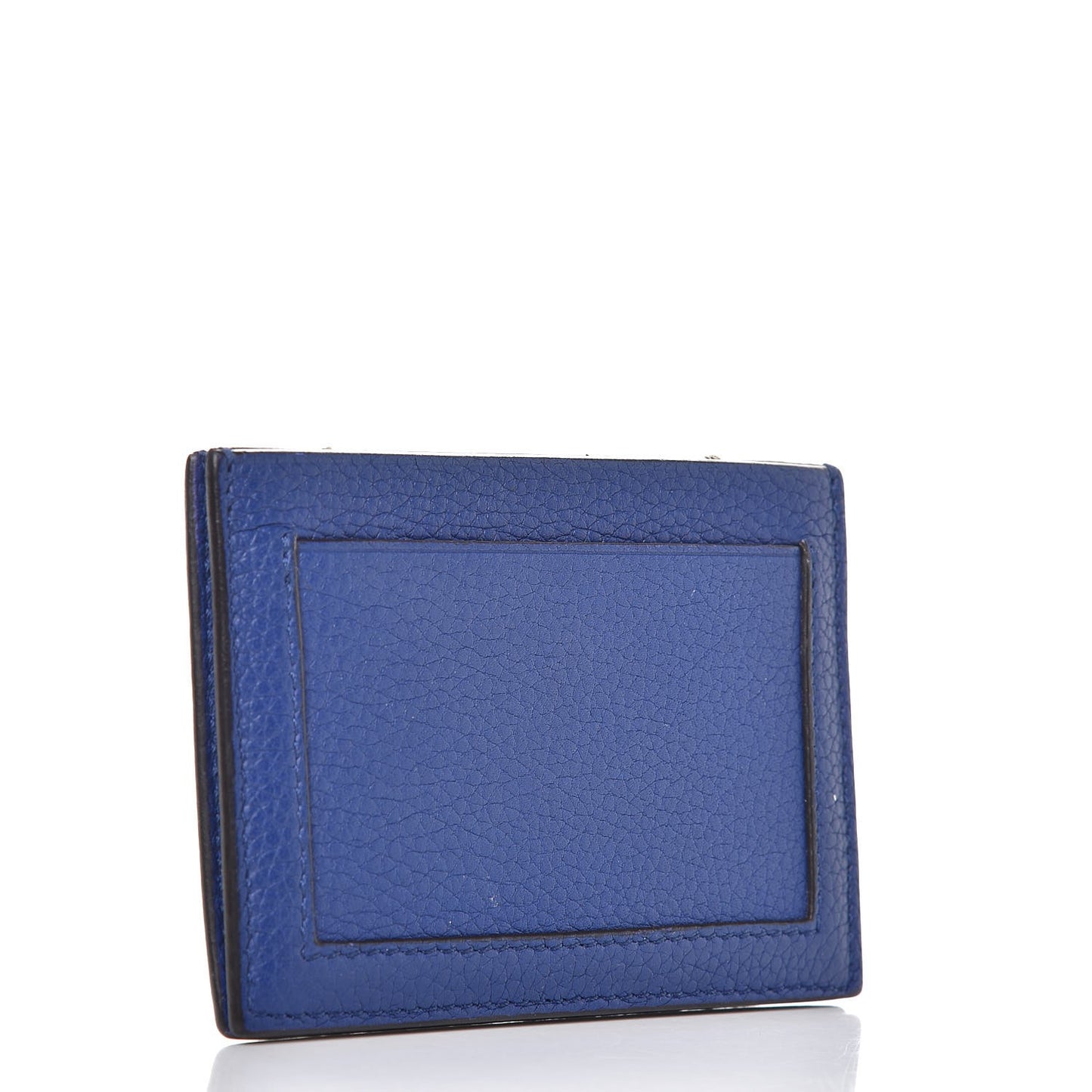 Drummed Calfskin Gusset Card Holder Indigo