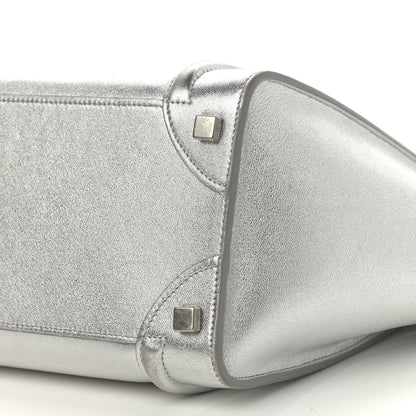 Celine Laminated Lambskin Micro Luggage Silver 10 of 26