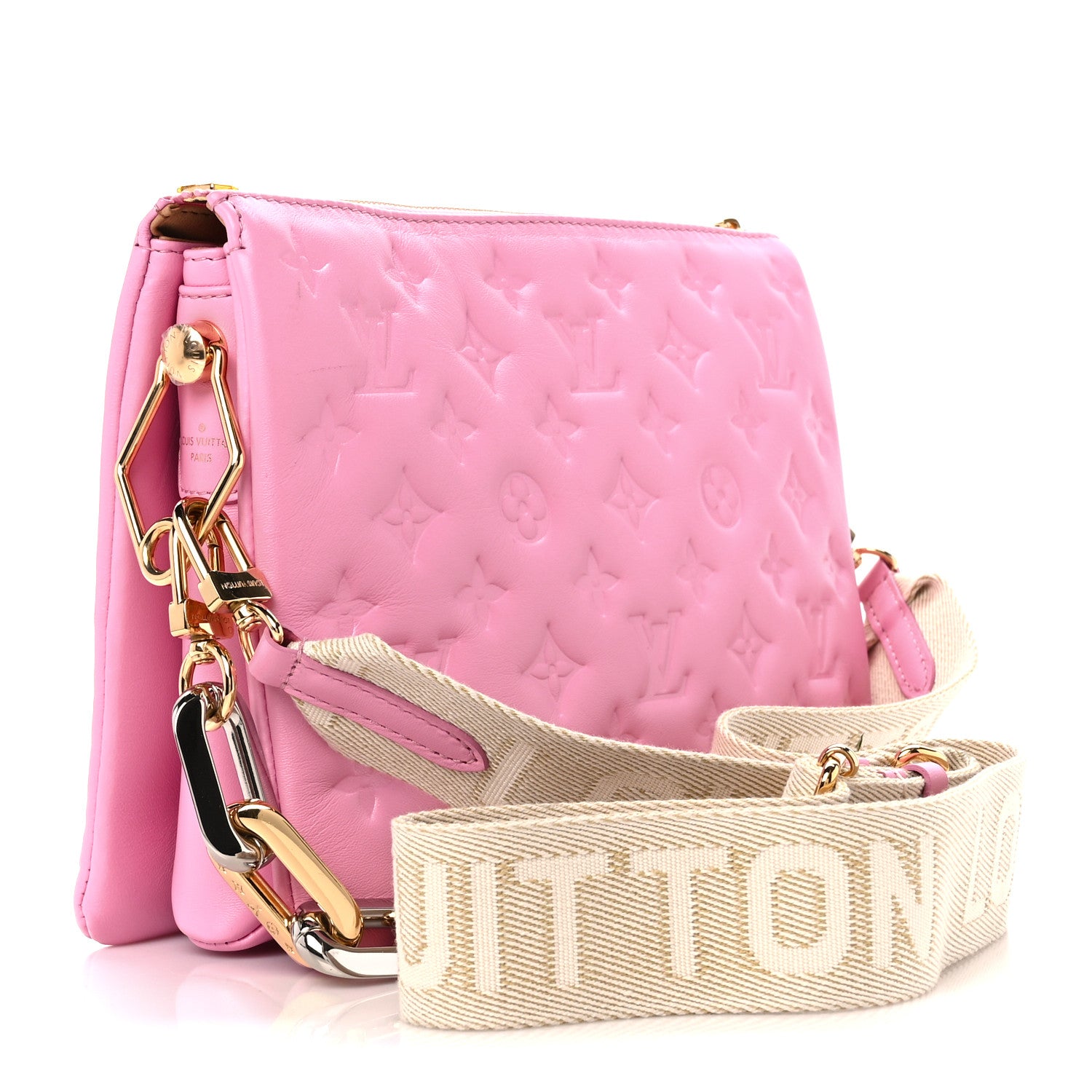 Louis Vuitton Lambskin Embossed Monogram Coussin PM Rose Bonbon 2 of 11
