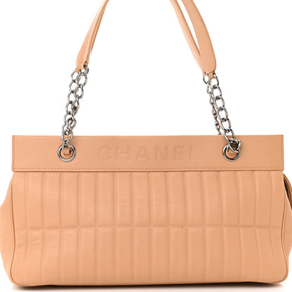 Chanel Calfskin Vertical Quilted Lax East West Shoulder Bag Beige 8 of 17