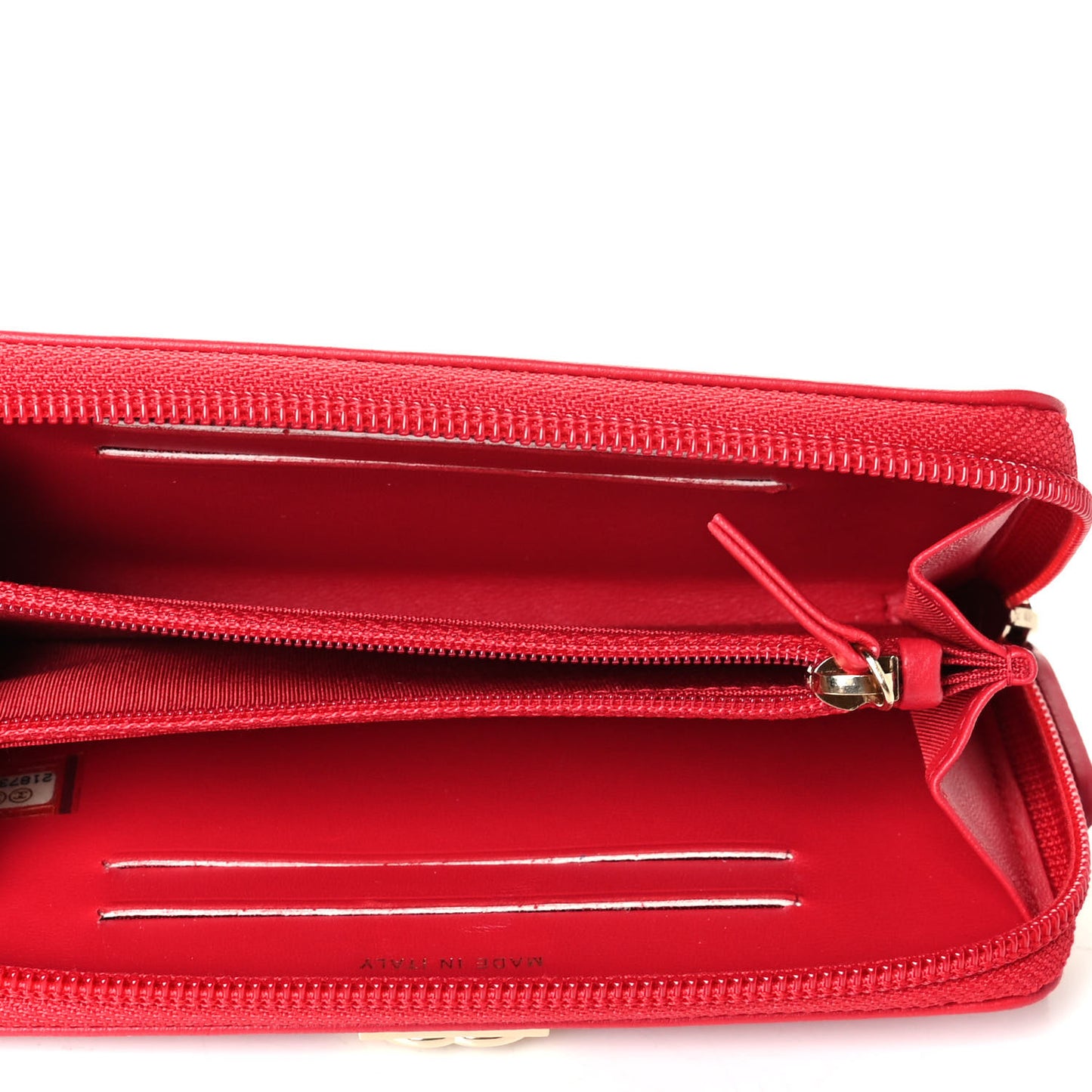 Lambskin Quilted Small Boy Zip Around Wallet Red
