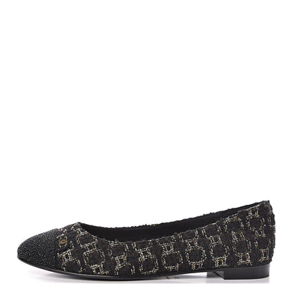 Chanel Tweed Cap Toe Ballerina Flats 36 Black 1 of 8