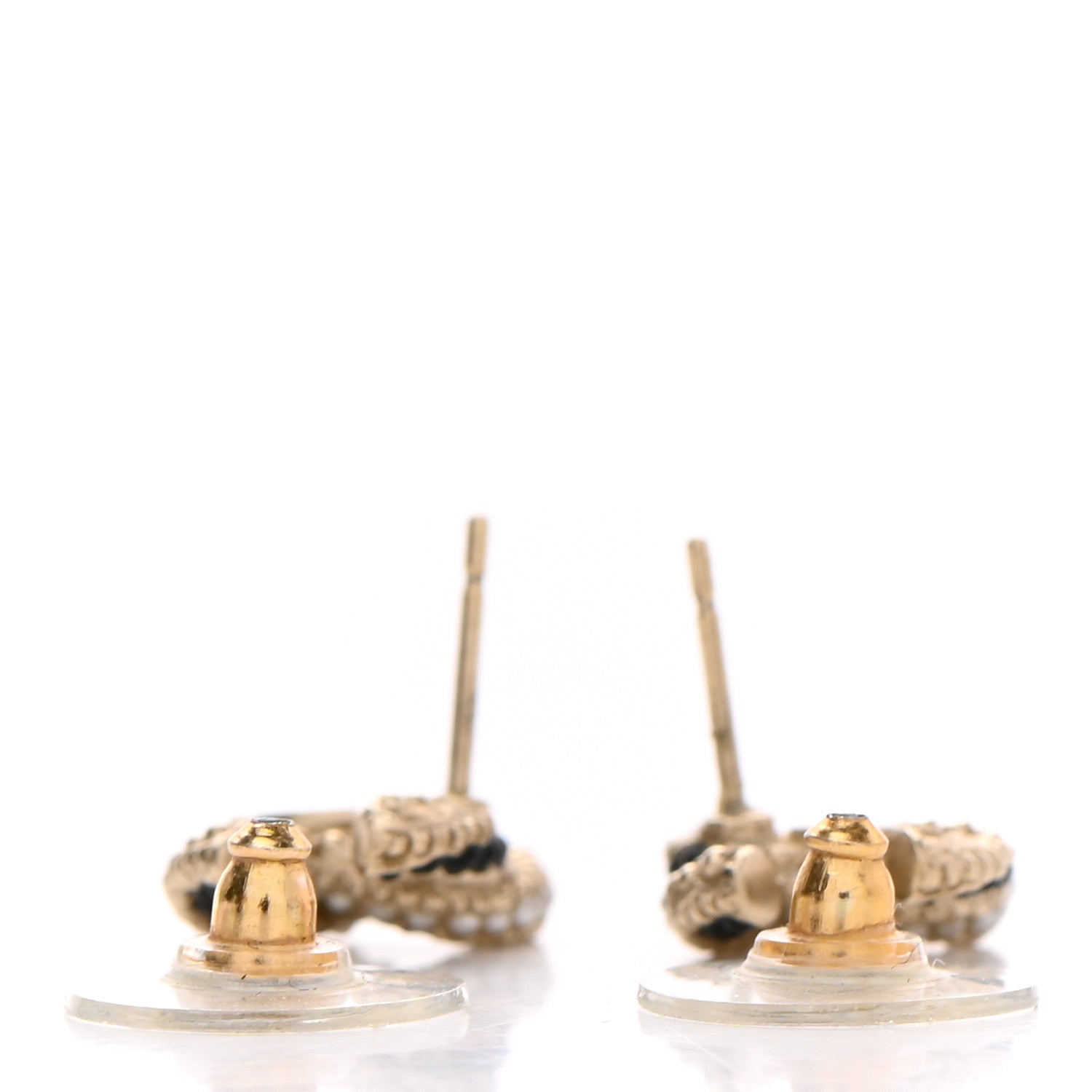 Chanel Resin Pearl CC Earrings Gold Black 3 of 4