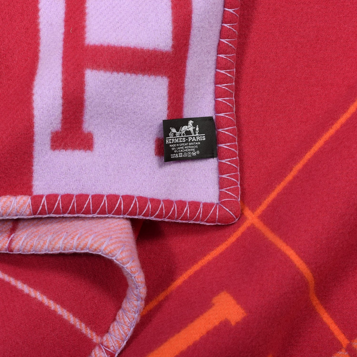 Hermes Wool Cashmere Avalon III Blanket Fuchsia Geranium 2 of 2