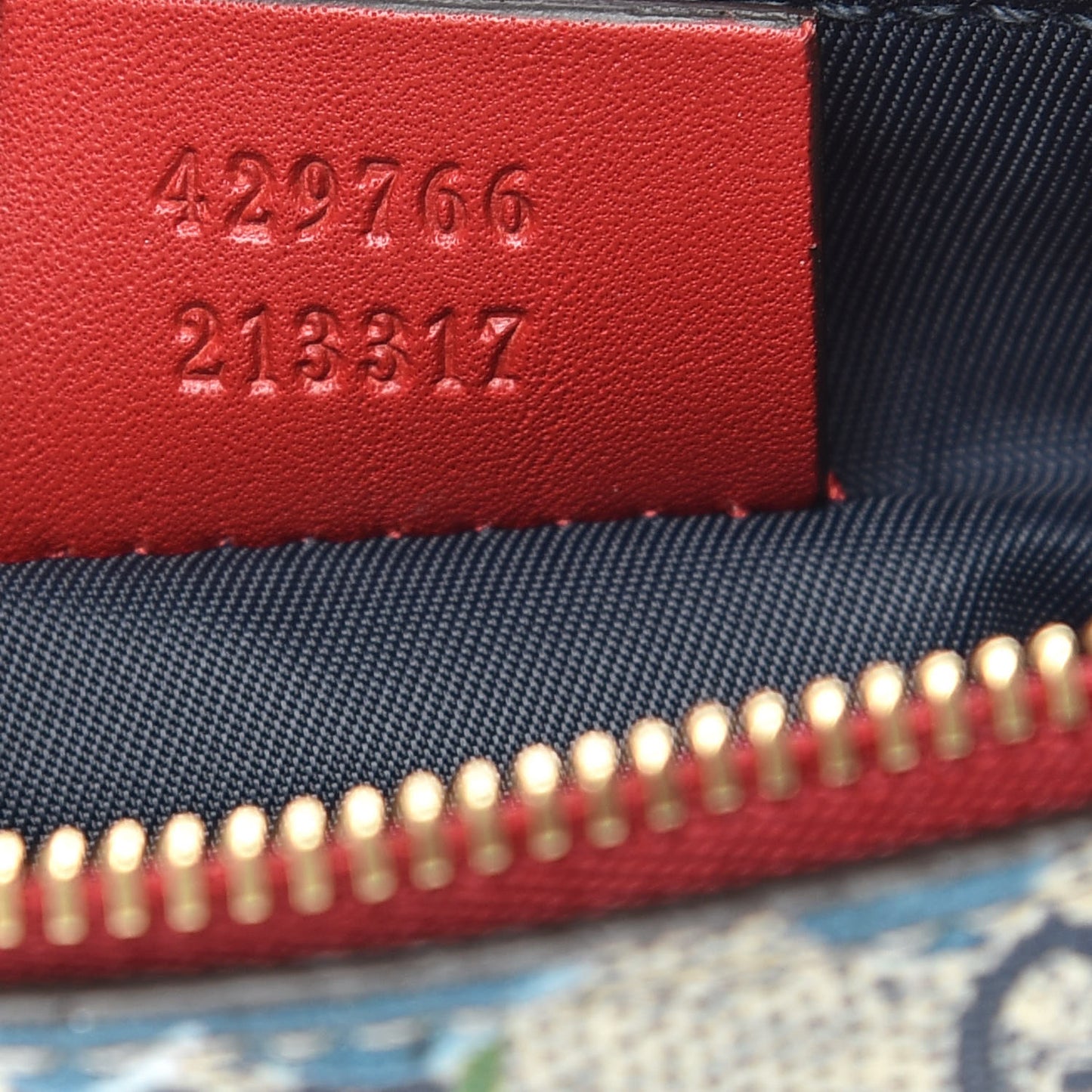 GG Supreme Monogram Blooms Mini Chain Bag Beige Blue Navy Hibiscus Red