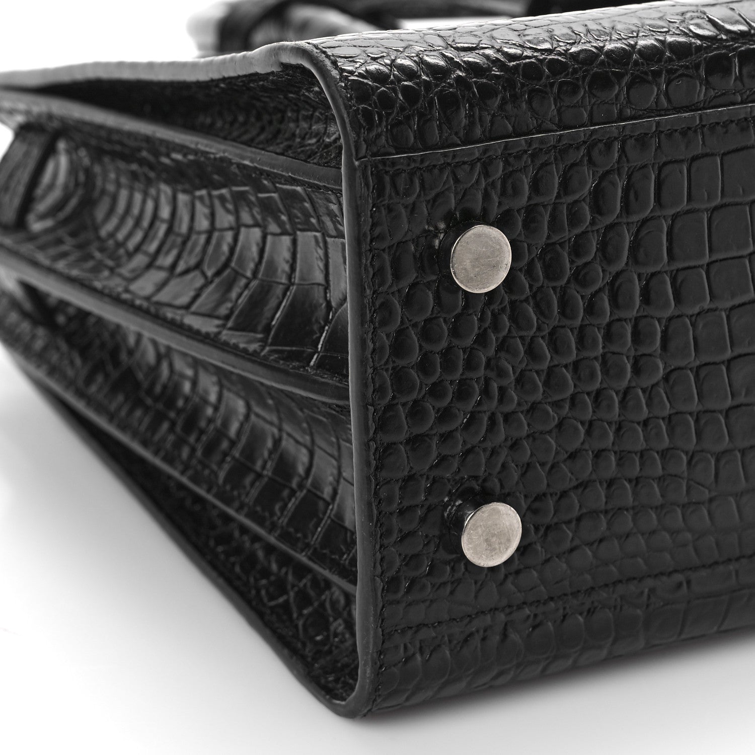 Saint Laurent Calfskin Crocodile Embossed Baby Sac De Jour Black 8 of 13